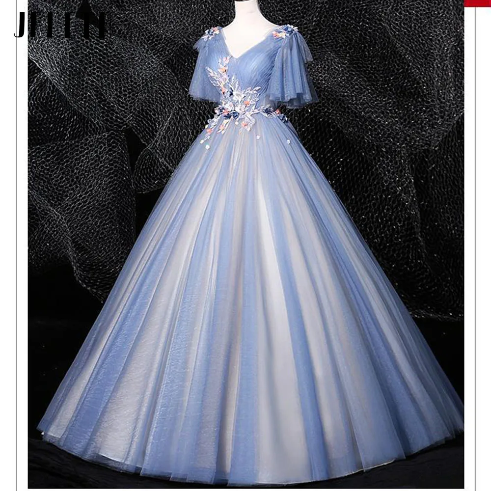 JEHETH Bunte Spitze Appliques Prom Kleid Perlen Party Kleid für Frauen Prinzessin Süße 16 Erwachsene Puffy Günstige Quinceanera