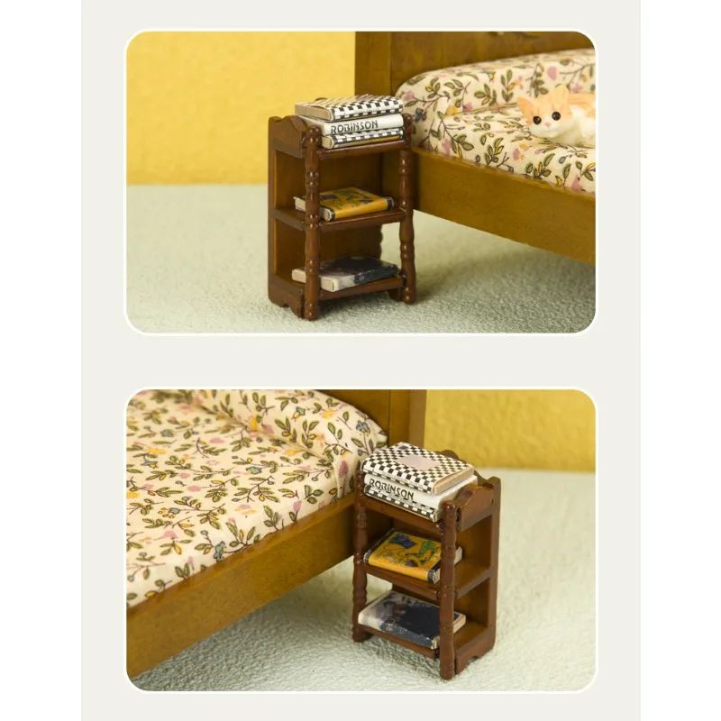 Muebles creativos en miniatura para casa de muñecas, marco de cabecera Simple, estante de almacenamiento funcional Mult, adornos de Micro paisaje, 1:12