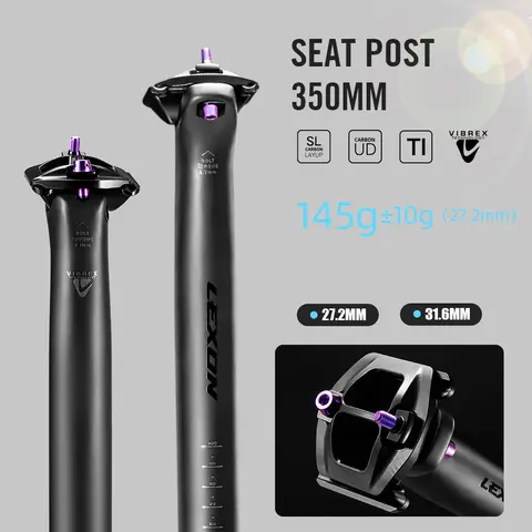LEXON Ultralight 145g/155g Bicycle Seatpost 27.2/31.6mm Carbon MTB/Gravel/Road Bike Seating Tube 350mm Length Seatpost