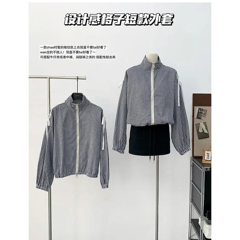

Женская одежда, рубашка, осенняя уличная одежда, черная рубашка в клетку, корейская мода, винтажная Женская мешковатая Повседневная Блузка с длинным рукавом и бантом
