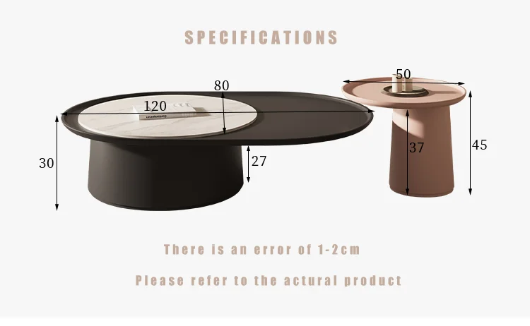 New Style  Living Room Furniture Black and Pink Coffee Table Set Round Modern Coffee Table Luxury