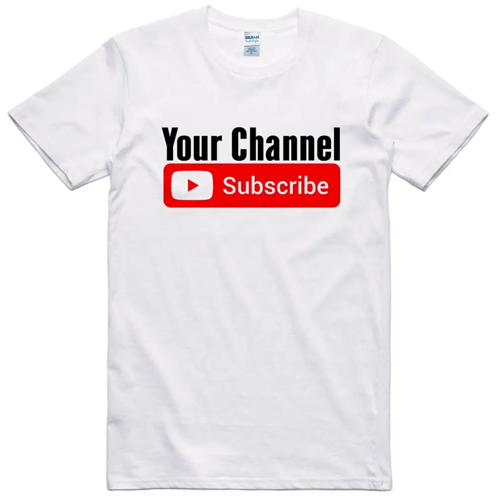 Subscribe Youtube T-Shirt Video Channel Personalised Item Regular Fit Cotton Tee  tops Unisex Summer Short Sleeve