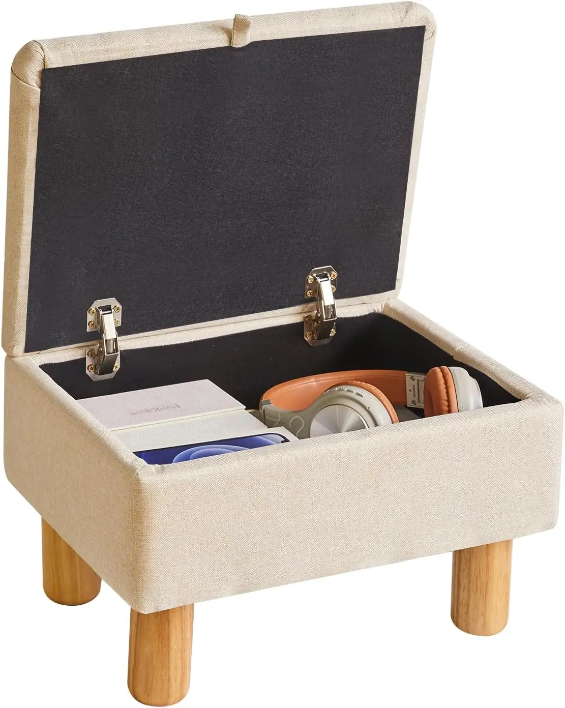 

Маленький пуфик с отсеком для хранения, 16x12x9.5 дюймов, откидной табурет-подставка для ног для дивана, выдерживает до 150 кг, бежевый, для гостиной и общежития