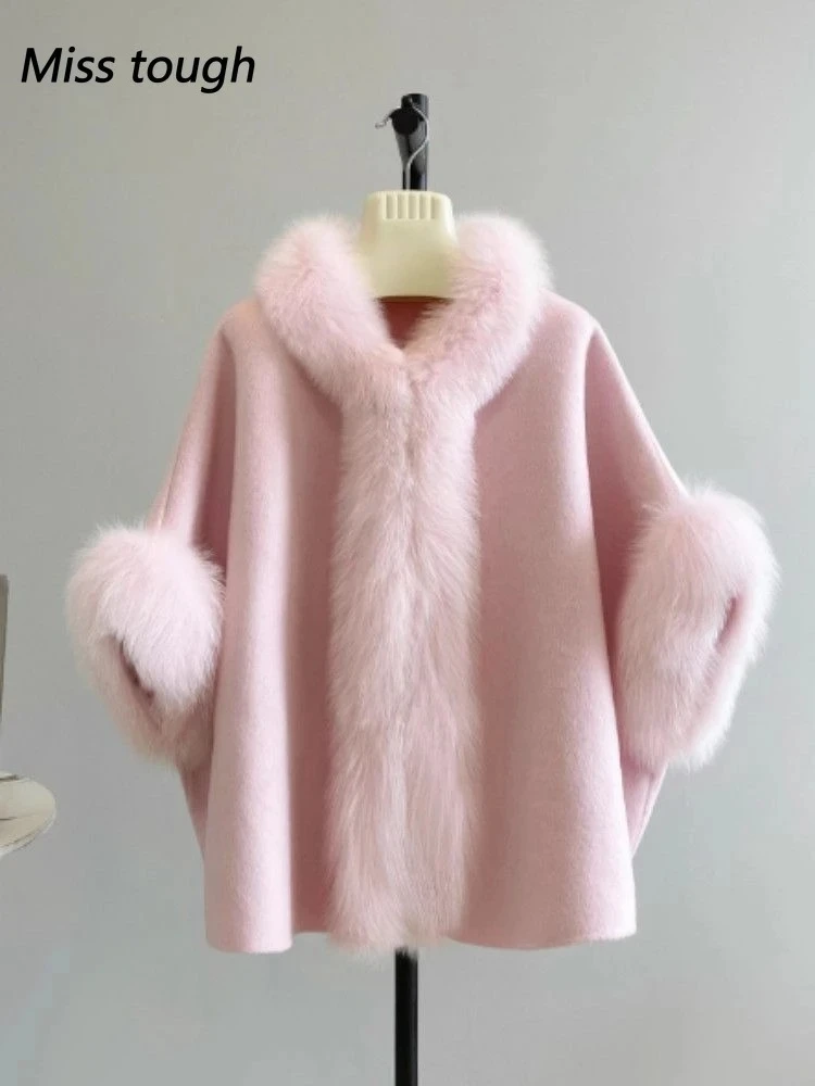 

Winter Korean Fashion Solid Thickened Fur Collar Women's Trench Coat Sweet Casual Vintage Design Warm Windbreaker Woman Clothes