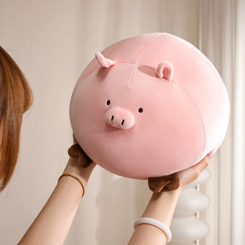 Round Pink Pig Stuffed Animal Plush Toy Fluffy Piggy Plushie Multiple Sizes Cute Pig Doll Room Decoration Gift for Pig Lovers