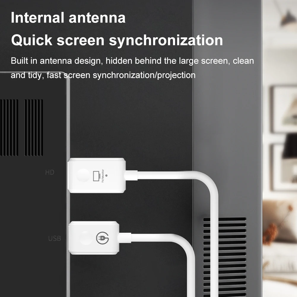 جهاز استقبال ارسال الفيديو 1080P لاسلكي نوع C موسع نفس الشاشة كابل HDMI متوافق مع USB محول دونغل للتلفزيون العارض