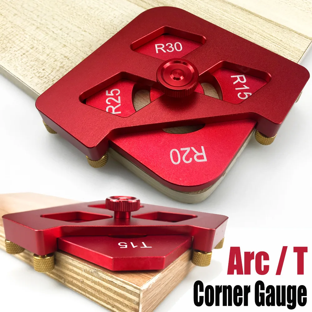 

Woodworking Round Corner Chamfer Template Arc R angle / T Corner Gauge Trimming Machine Wood Edge Jig Locator Fillet Tool Kit
