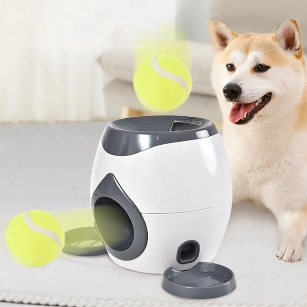 2 in 1 Pet Feeding Machine Interactive Leak Food Pet Training Machine Automatic Tennis Ball Launcher Interactive Play