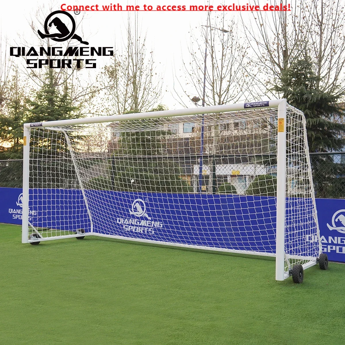 Portería de fútbol profesional de 11 lados, superventas, con parte delantera de aluminio y trasera de hierro, adecuada para portería de fútbol de entrenamiento de juegos