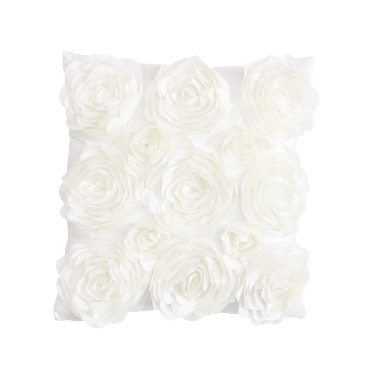 

42x42cm Rose Embroidery Throw Pillow Cushion Case 3D Flower Square Sofa Home Room Car Seat Decoration Throw Pillow Case