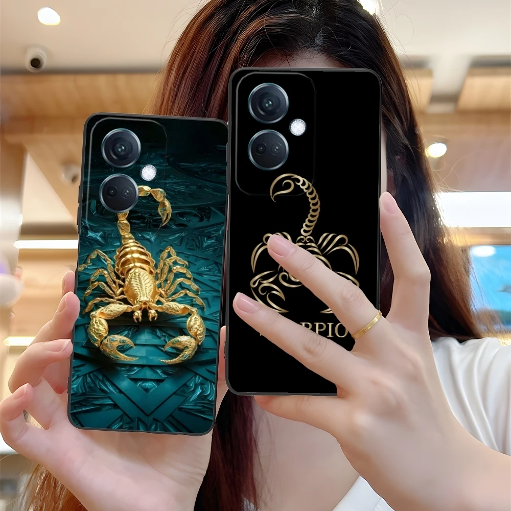 Colored Golden Scorpio Mobile Cell Phone Case for OPPO Find X5 X3 X2 A93 Reno 8 7 Pro A74 A72 A53 Black Soft Phone Cover Shell