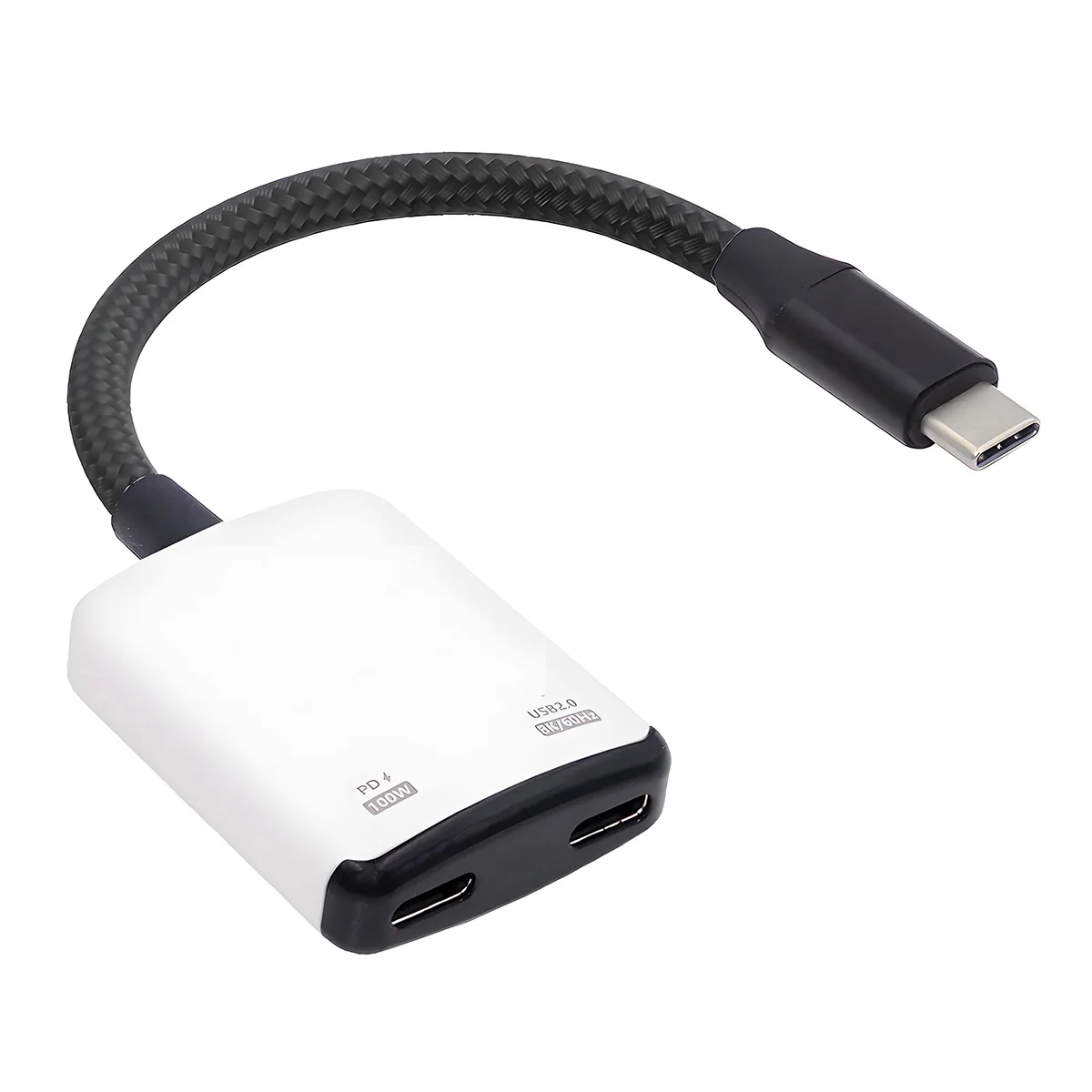 White USB-C Type-C 1-to-2 VR AR Glass OTG 8K Video USB-C Female 100W PD Power Cable for NS Handheld Console Laptop Tablet Phone