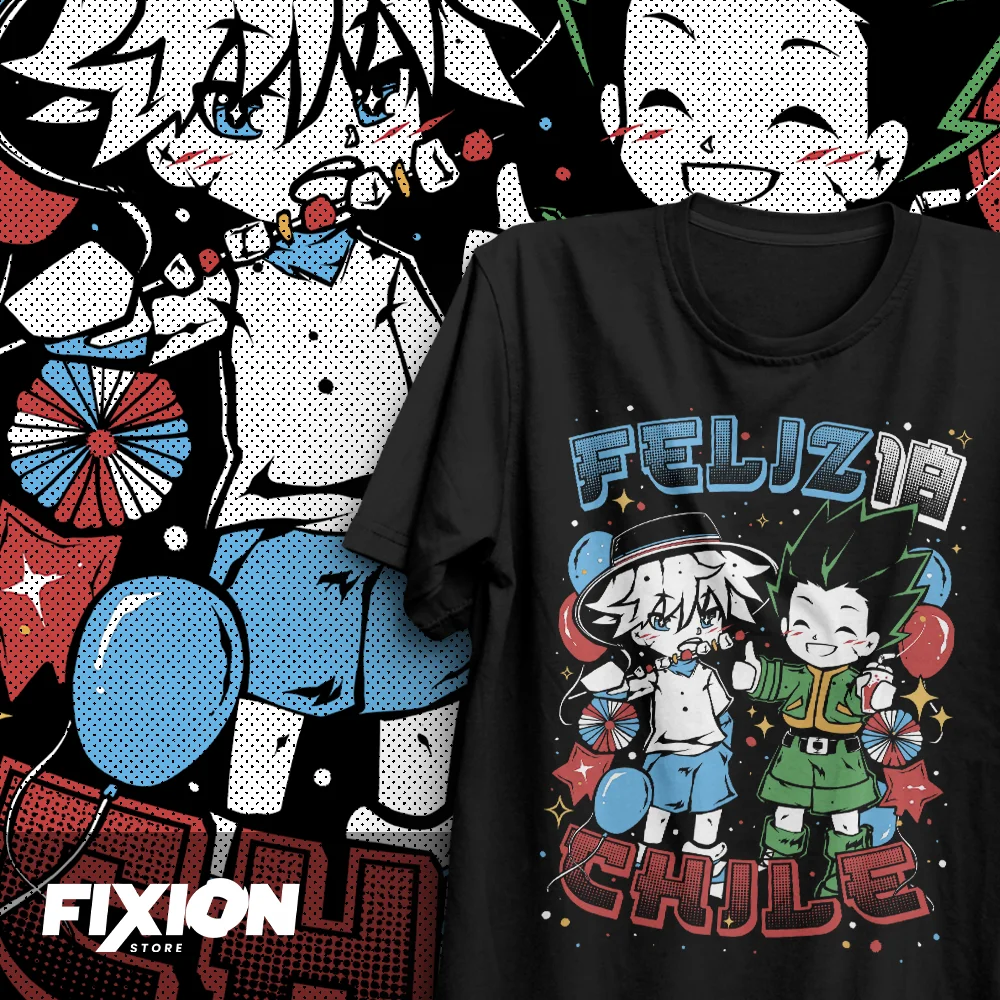 Hunter x Hunter – Fiestas Chile – Gon y Killua Anime T Shirt Manga Gift For Anime Lover All Size Cotton