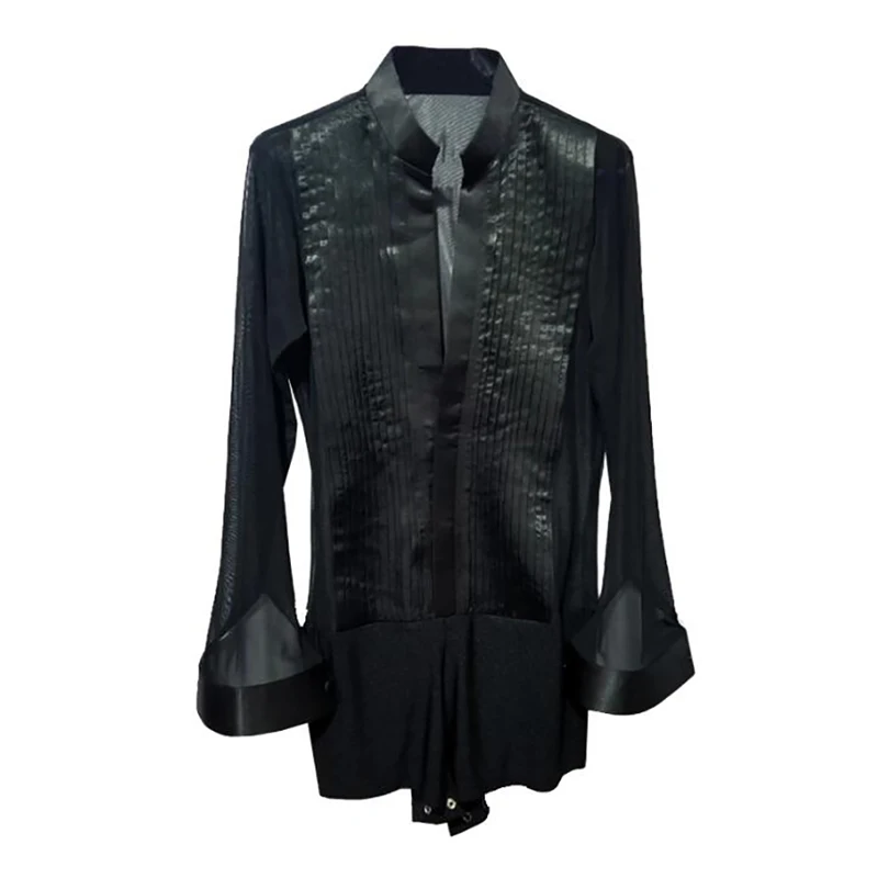 Hot Sale  Latin Dance Tops For Males White Black Silk Satin Shirt Wears Men Bollywood Paso Professional Ballroom Jacket 6076
