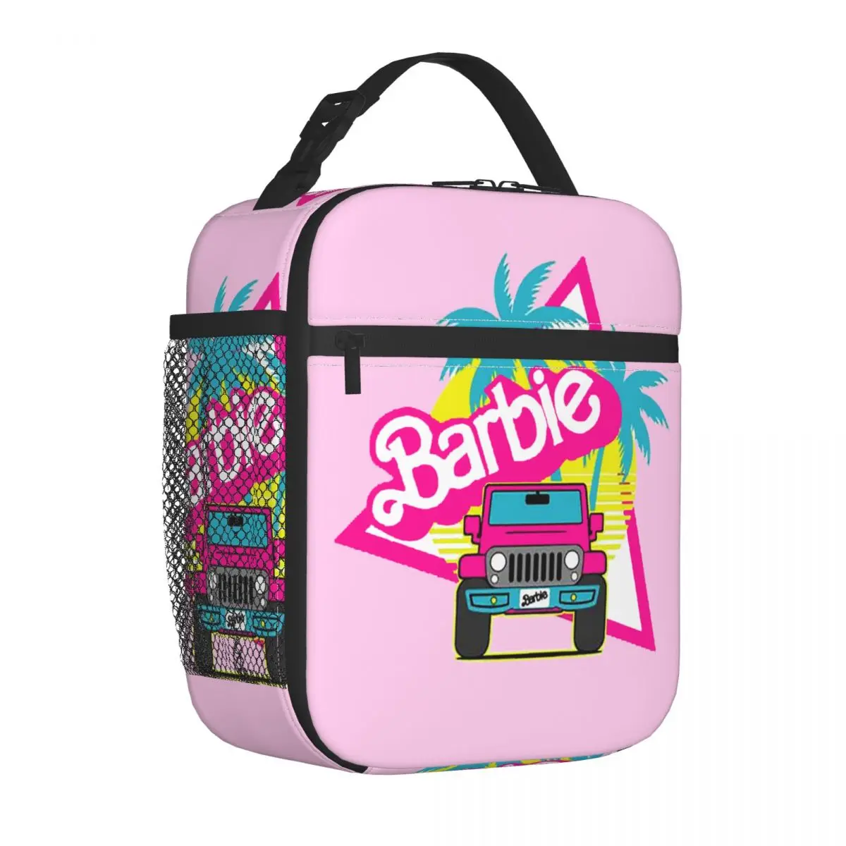 Custom Barbies Jeep Insulated Lunch Bag for Camping Travel Food Waterproof Cooler Thermal Bento Box Women Kids