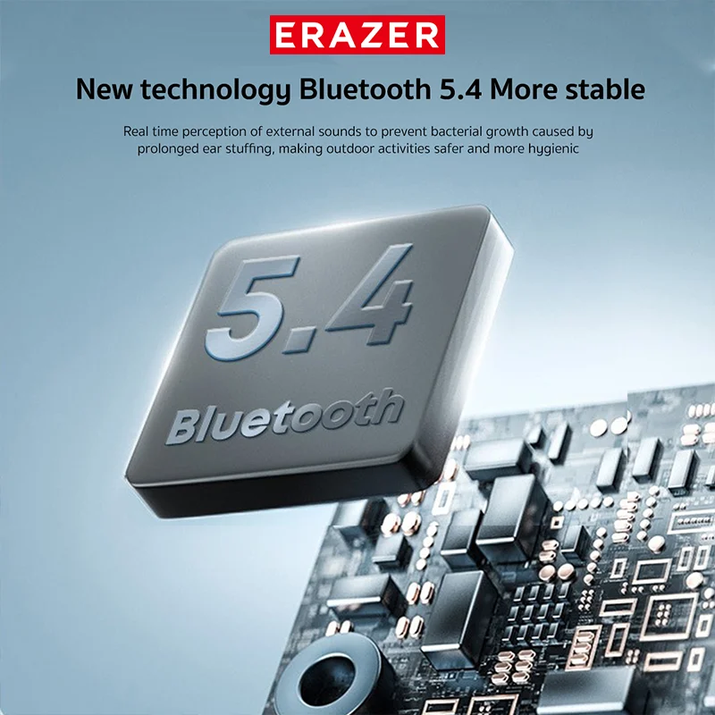 ERAZER XF22 OWS سماعات بلوتوث 5.4 مع ميكروفون سماعات مقاومة للماء تعمل باللمس سماعة رياضية بطارية طويلة العمر
