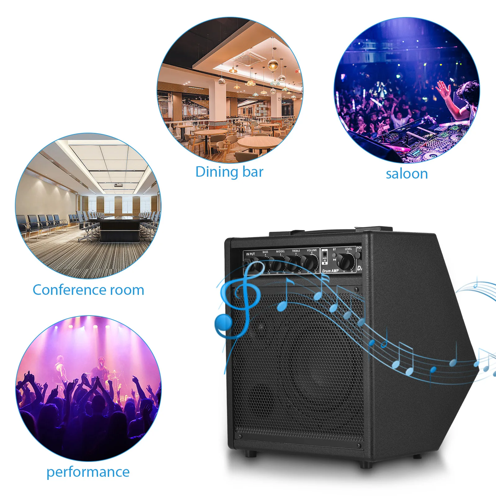 25W Electronic Drum Speaker Portable BT Practice Drum Amplifier Speaker for Electric Drums Keyboard Wooden Guitars Home Practice