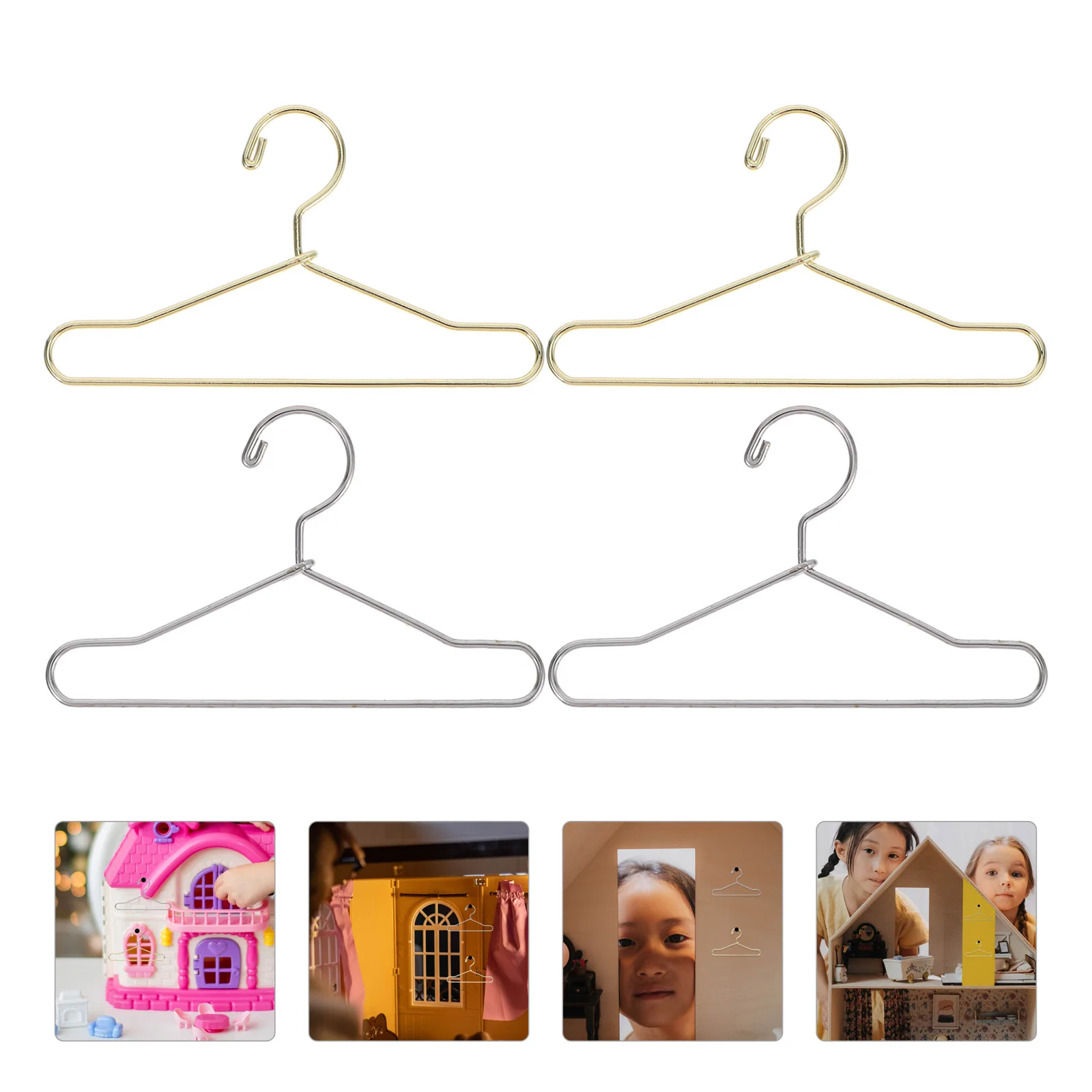

20Pcs Miniature Metal Clothes Hangers Gold Color for Wardrobe Storage Dresses Skirts Outfits Organizer Accessory