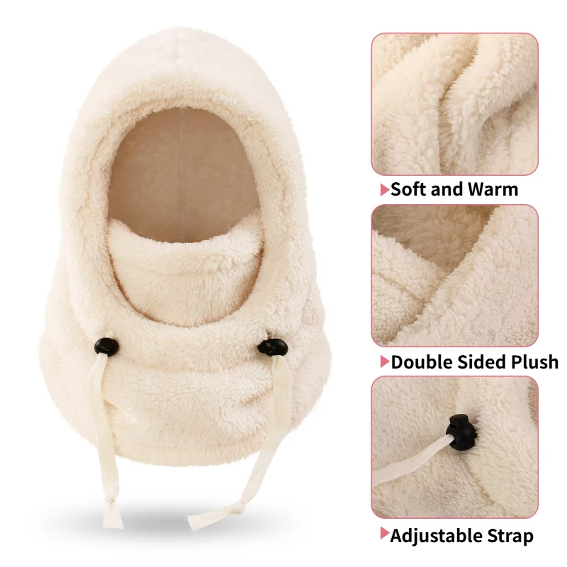 Kältebeständige Kinder Gesichtsbedeckung Helmkappe Warme Sturmhaube Hut Ski Kinder Thermo-Kopfbedeckung Kinder Plüschschal Einteilige Beanie-Mütze – Detail 11