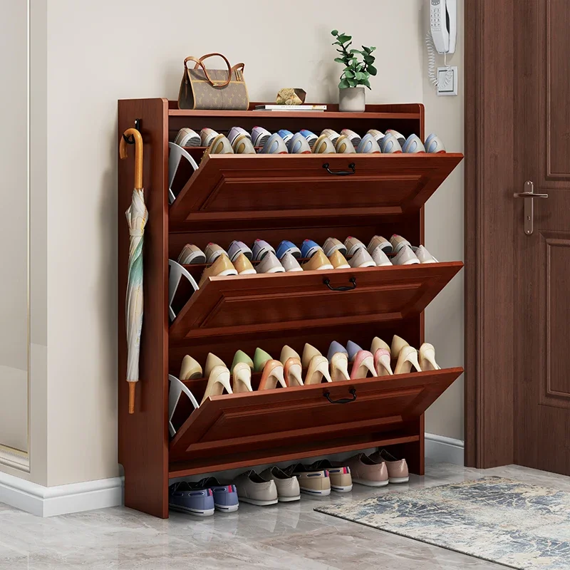 Dustproof Wooden Shoe Rack Partition Narrow Multi Layer Storage Indoor Ultra Thin Shoe Cabinets Vertical Scarpiera Furniture