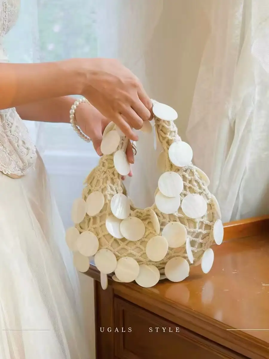 

Модная сумка-хобо ручной работы из натурального ракушечника с бисером, высококачественная женская сумка, роскошный изысканный клатч, женская сумка через плечо