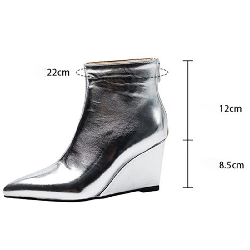 REAVE CAT Women Ankle Boots Pointed Toe Wedges High Heel Size 44 45 46 Elegant Female Party Dating Bota