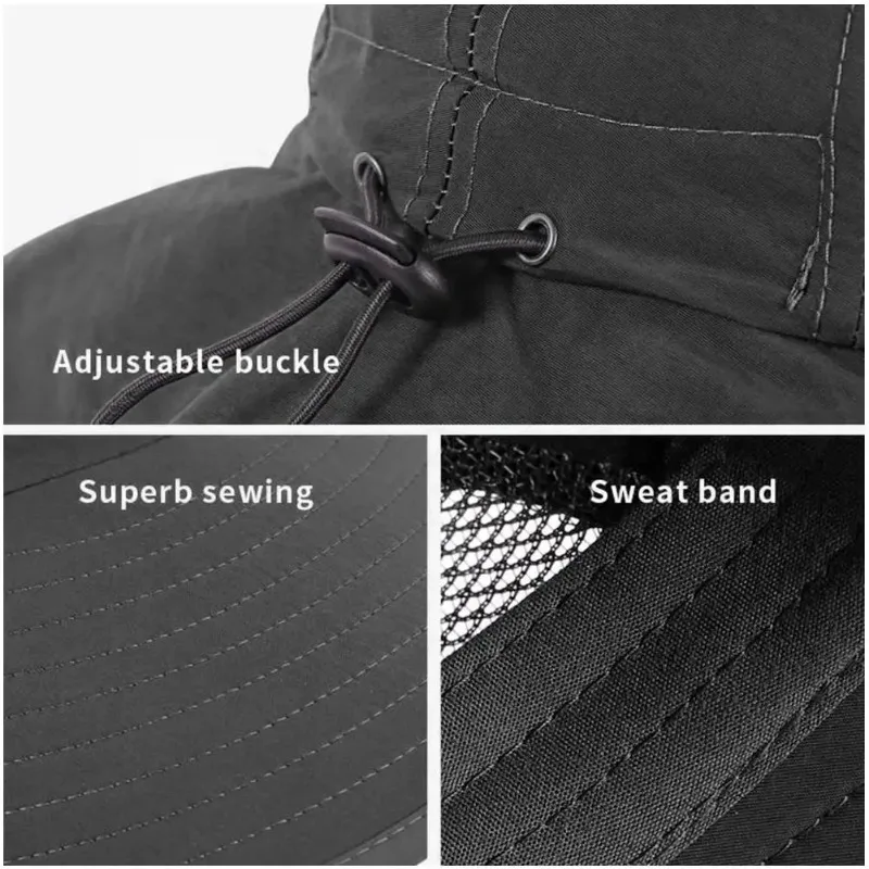 Outdoor Fisherman Hat Wide Brim Bucket Hat With Neck Hiking Cover Adjustable Outdoor Fishing Camping Travel Anti Uv Hat Cap