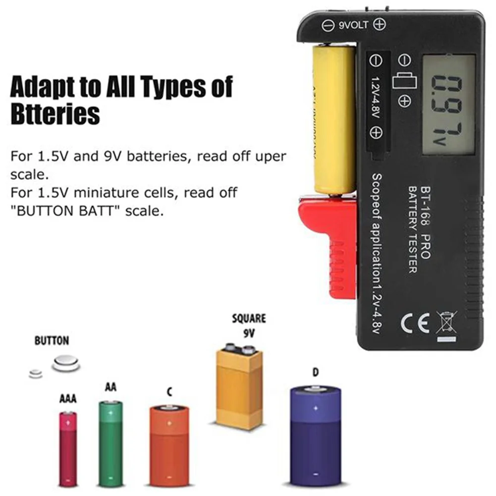 BT-168 pro batterie kapazität tester digitale batterie checker kunststoff tragbare zelle tester für aa 1,5 v 9v