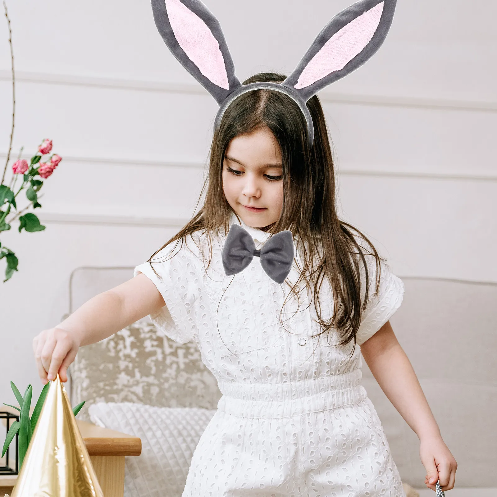 

Набор праздничных головных уборов: повязка на голову с кроличьими ушками, галстук-бабочка, перчатки, хвост — аксессуары для косплея на Хэллоуин, уникальный дизайн, привлекательные и очаровательные.