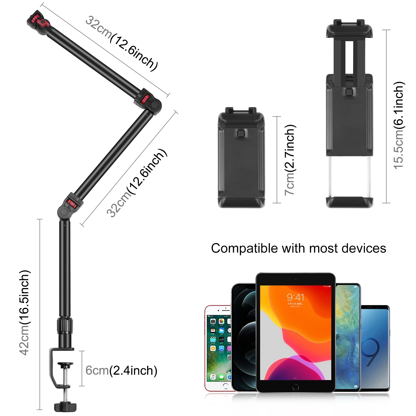 PULUZ Overhead Camera Mount C-Clamp Desk Stand Live Broadcast Holder Photography Videography Bracket