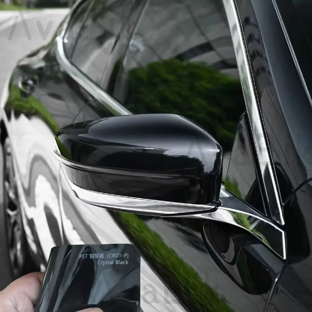 

High Gloss Black Vinyl Car Wrap Film PET Anti-scratch With Air Release Initial Low Tack Glue for Hood Motorcycle Auto Stickers