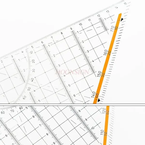 Imagen 4: Regla triangular profesional de dibujo dibujado a mano y transportador con mango, tablero triangular isósceles de ángulo recto, 1 Uds.