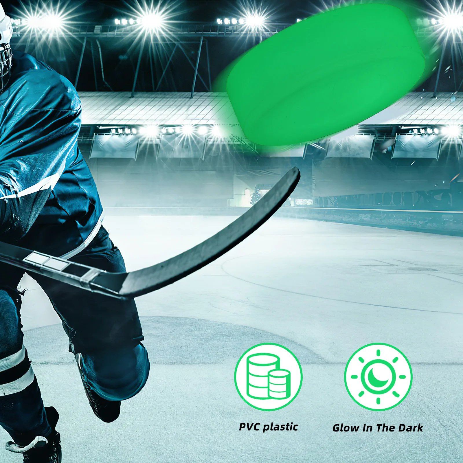 3 قطعة كرات الهوكي الجليد توهج في الظلام ممارسة الهوكي كرات هوكي الجليد مضيئة في الهواء الطلق ليلة الرياضة فاني هوكي كرات الصولجان