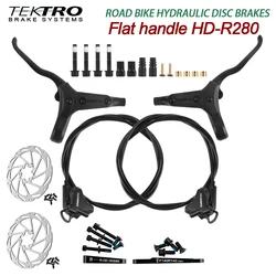 TEKTRO HD-R280 Flat Bar Gravel Road Bike Hydraulic Disc Brake 140/160MM Rotor FM Flat Mount 1900mm Road Bike Oil Press Brake