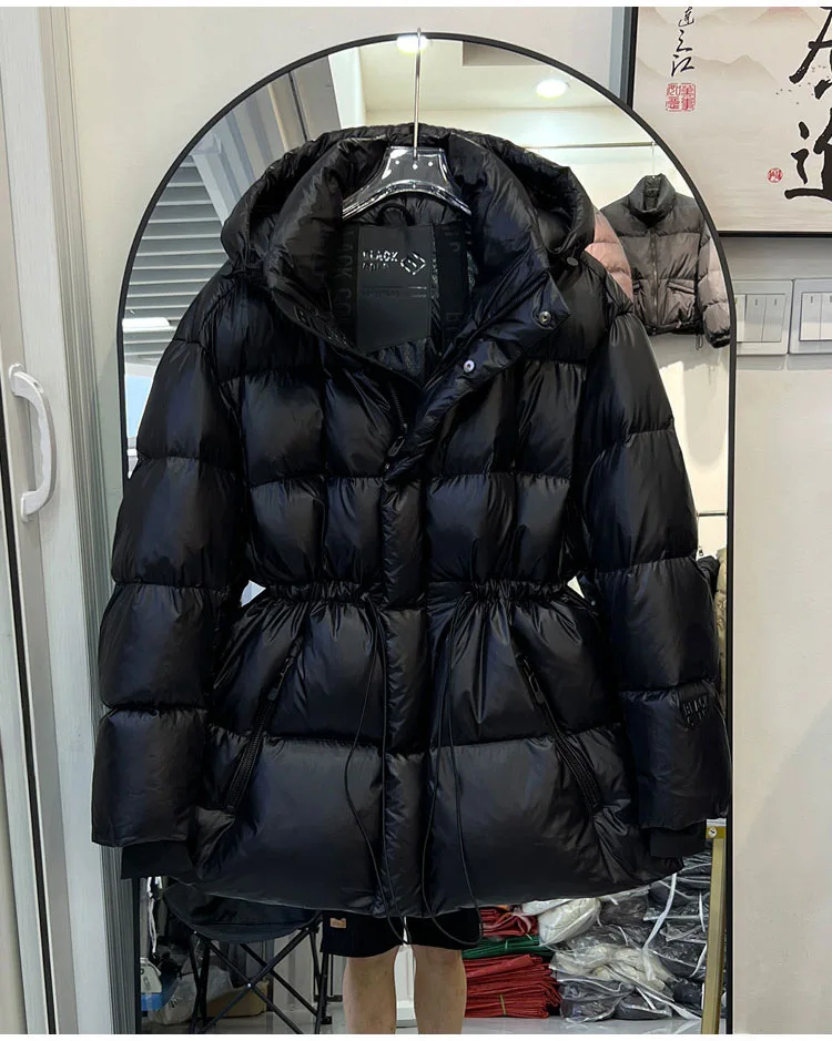 2026 Winter Couple's Black Diamond Extreme Cold Puffer Jacket white Goose Down Jacket Women Thick Puffer Jacket Waist Parka