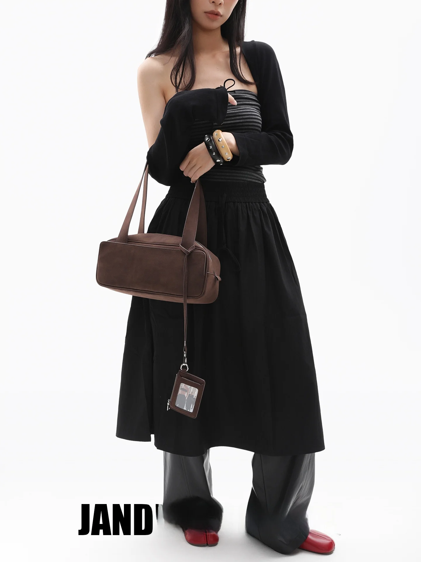 Original Design Kangaroo Bag Suede Brown Small Boston Pillow Square Bag Single Shoulder Underarm Bag Fashion Trend Pure Color