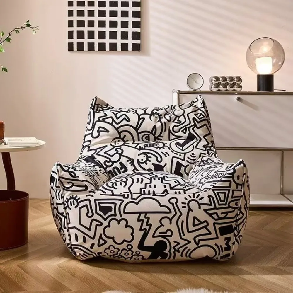 Graffiti Sofa Lazy Sofa for Home Living Room and Balcony, Creative Bean Bag Tatami Frameless Sofa Lounge Chair