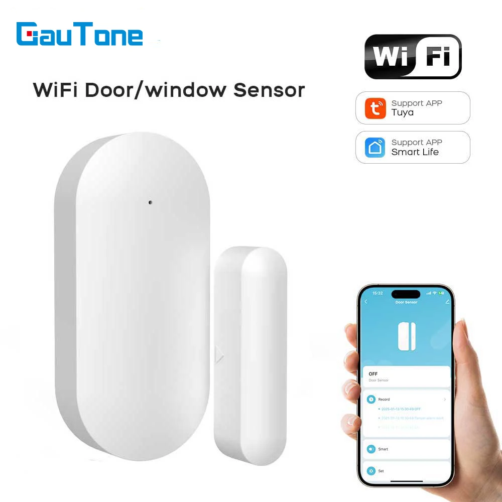 WIFI TUYA Smart Door Window Sensor Home Security Alert Alarm Detector with APP Notification for Home Automation PB69W