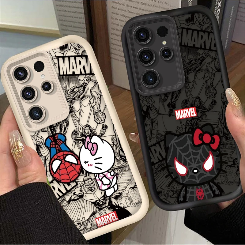 Anime Spider Man Hello Kitty Case For Samsung Galaxy S25 S24 S23 Ultra S22 S21 Plus FE A56 A36 A26 A16 A06 A15 A25 A35 A55 5G