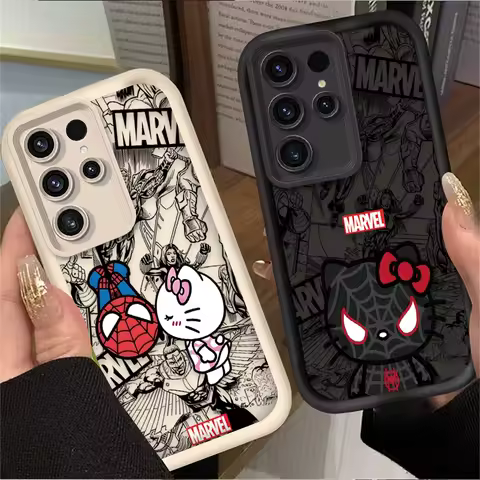 Anime Spider Man Hello Kitty Case For Samsung Galaxy S25 S24 S23 Ultra S22 S21 Plus FE A56 A36 A26 A16 A06 A15 A25 A35 A55 5G