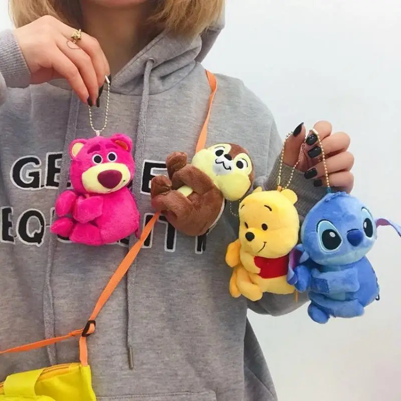 ぬいぐるみバッグぬいぐるみ小銭入れステッチくまのプーさんカップルかわいいバックパックペンダント漫画のおもちゃキーホルダー子供のギフト