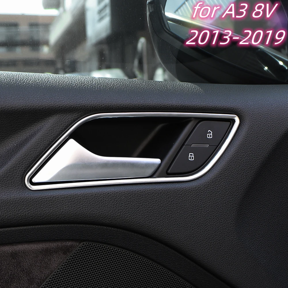 4Pcs/set Stainless Steel Car Door Handle Decoration Trim Ring Sticker Case for Audi A3 8V 2013-2019 Stickers Accessories
