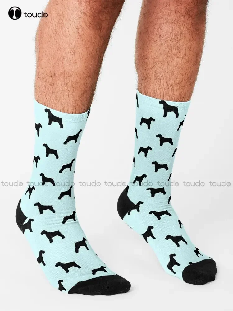 Schnauzer Silhouette(S) Socks White High Socks 360° Digital Printing Personalized Custom Unisex Adult Teen Youth Socks