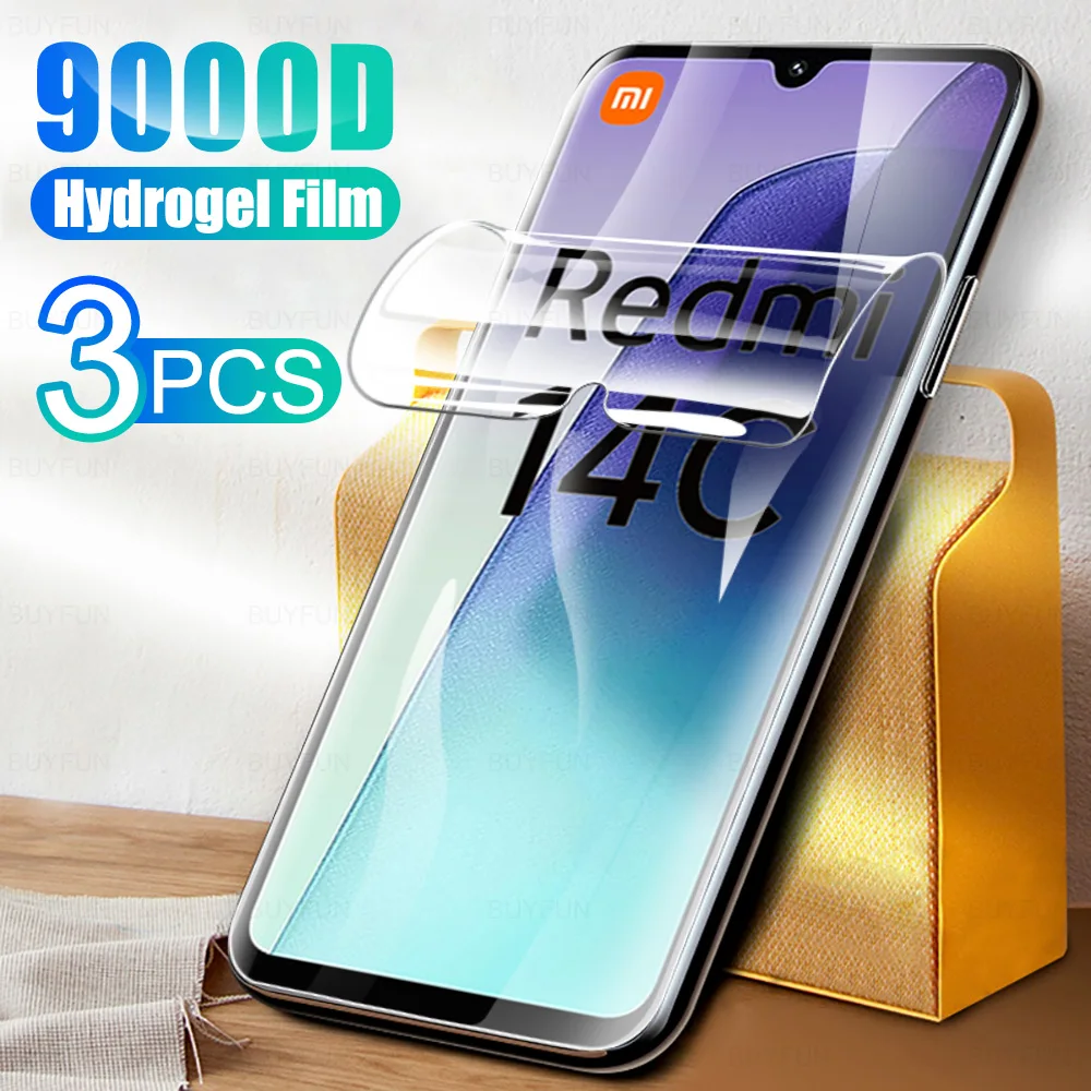 3Pcs Soft Hydrogel Film For Xiaomi Redmi 14C 4G Transparent Screen Protector Redmi14C Mi Readme Redmy 14 C C14 6.88'' Not Glass