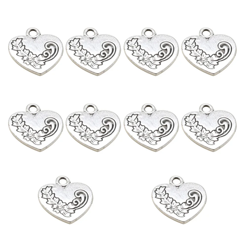 

10Pcs Heart Shape Alloy Pendant Charms Double-Sided Carving Great for DIY Necklace Bracelet Jewelry Making Accessories