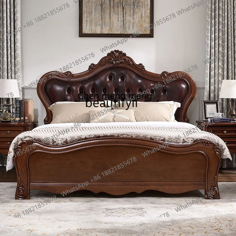 

X mahogany core wood, soft bag bed, solid wood master bedroom double bed wedding bed