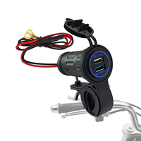 5V 2.4A Dual USB Socket Waterproof 12V 24V QC3.0 Blue LED Power Adapter Motorcycle ATV Tricycle Handlebar Phone Charger Outlet