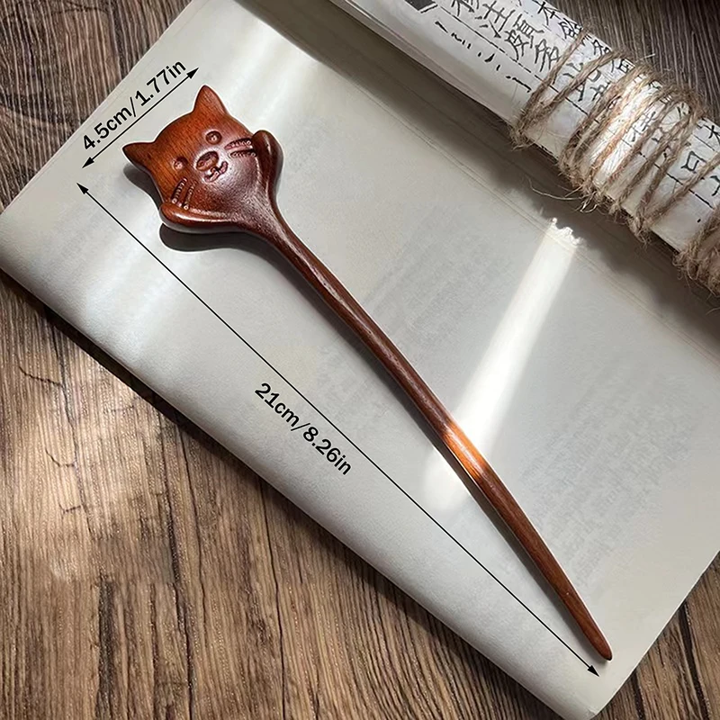 الصينية خشب الصندل الشعر العصي الشوك الرجعية نمط اليدوية منحوتة دبوس الشعر زهرة الحيوان تصاميم عيدان نمط النساء #6