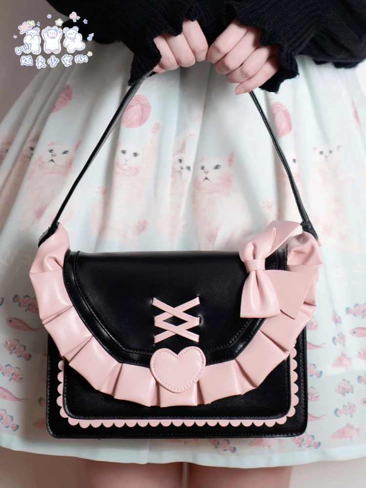 Original Lolita Bag Cute Pink Single Shoulder Crossbody Handbag Sweet Loli Girl Student Shoulder Bag