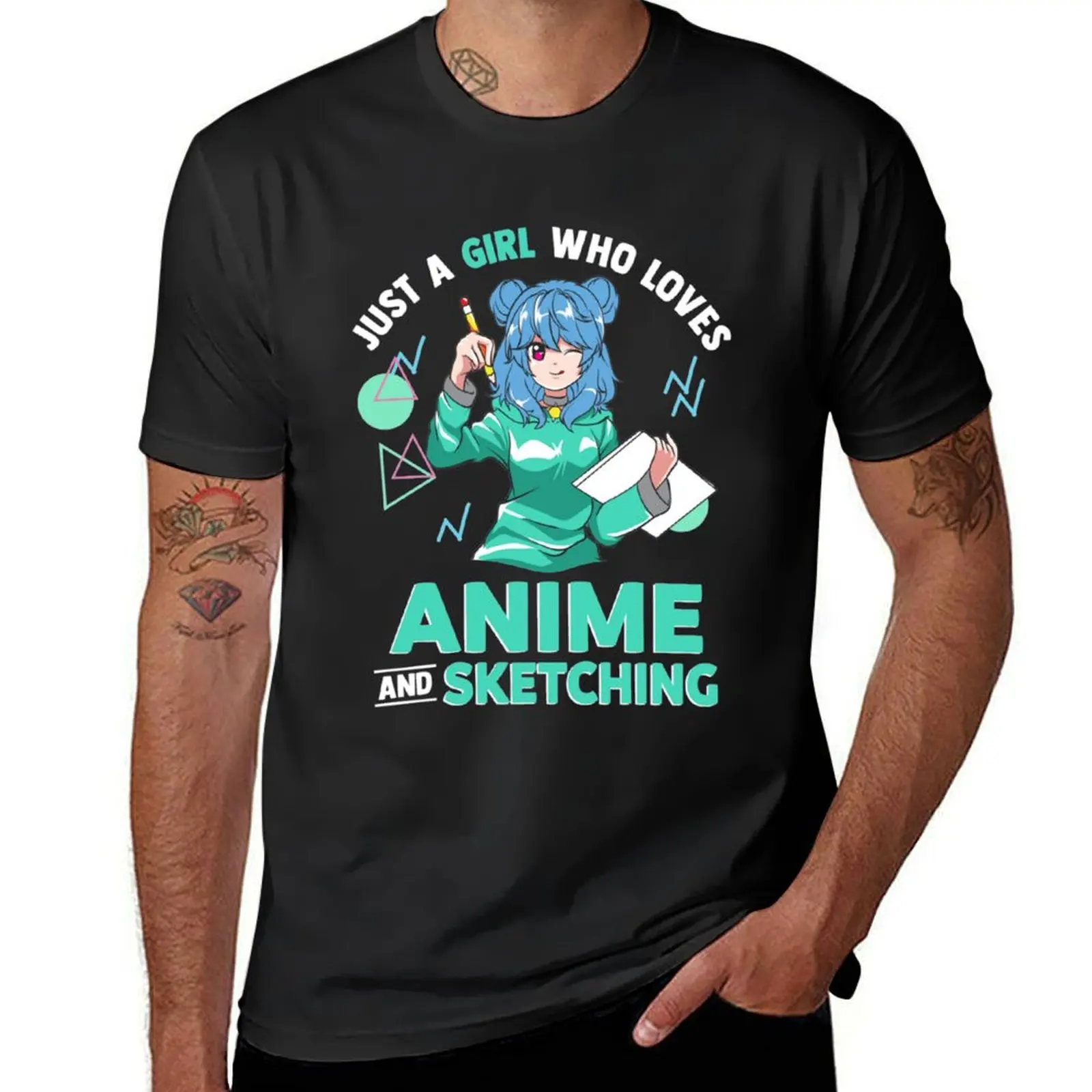 Just A Girl Who Loves Anime and Sketching Drawing Art Gift T-Shirt boys whites oversizeds aesthetic clothes Men's clothing